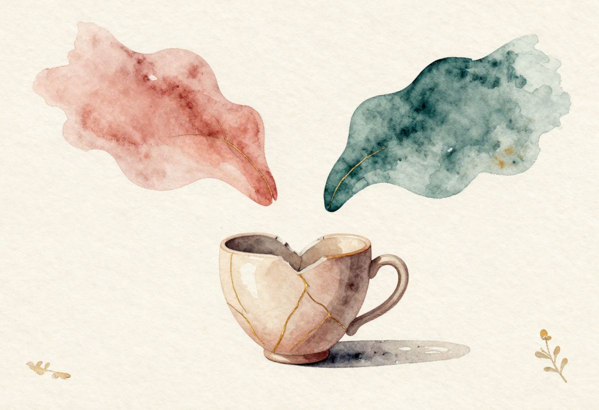 Watercolor εικόνα που συμβολίζει την επανοικοδόμηση εμπιστοσύνης μετά την απιστία στη σχέση